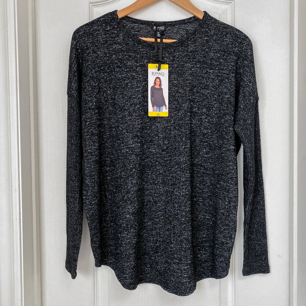 Buffalo David Bitton Black Grey Marled Knit Sweater Women's S NWT